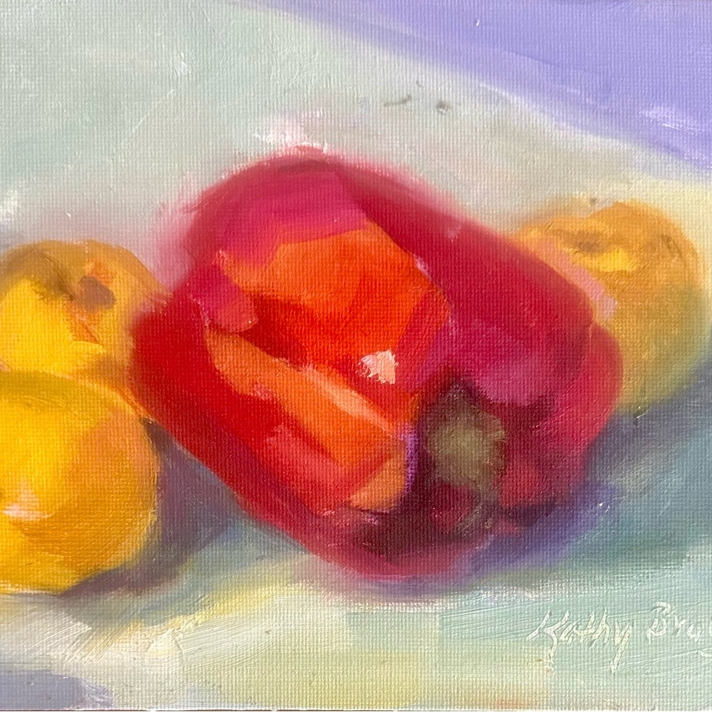Pepper and yellow apples